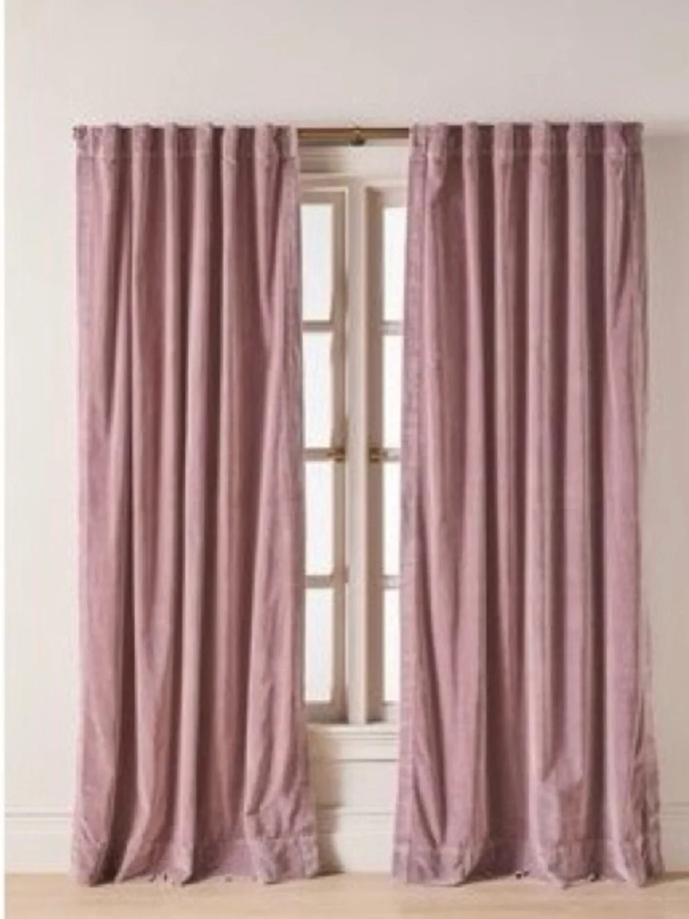 Anthropologie Trova Washed Velvet Curtain, Mauve